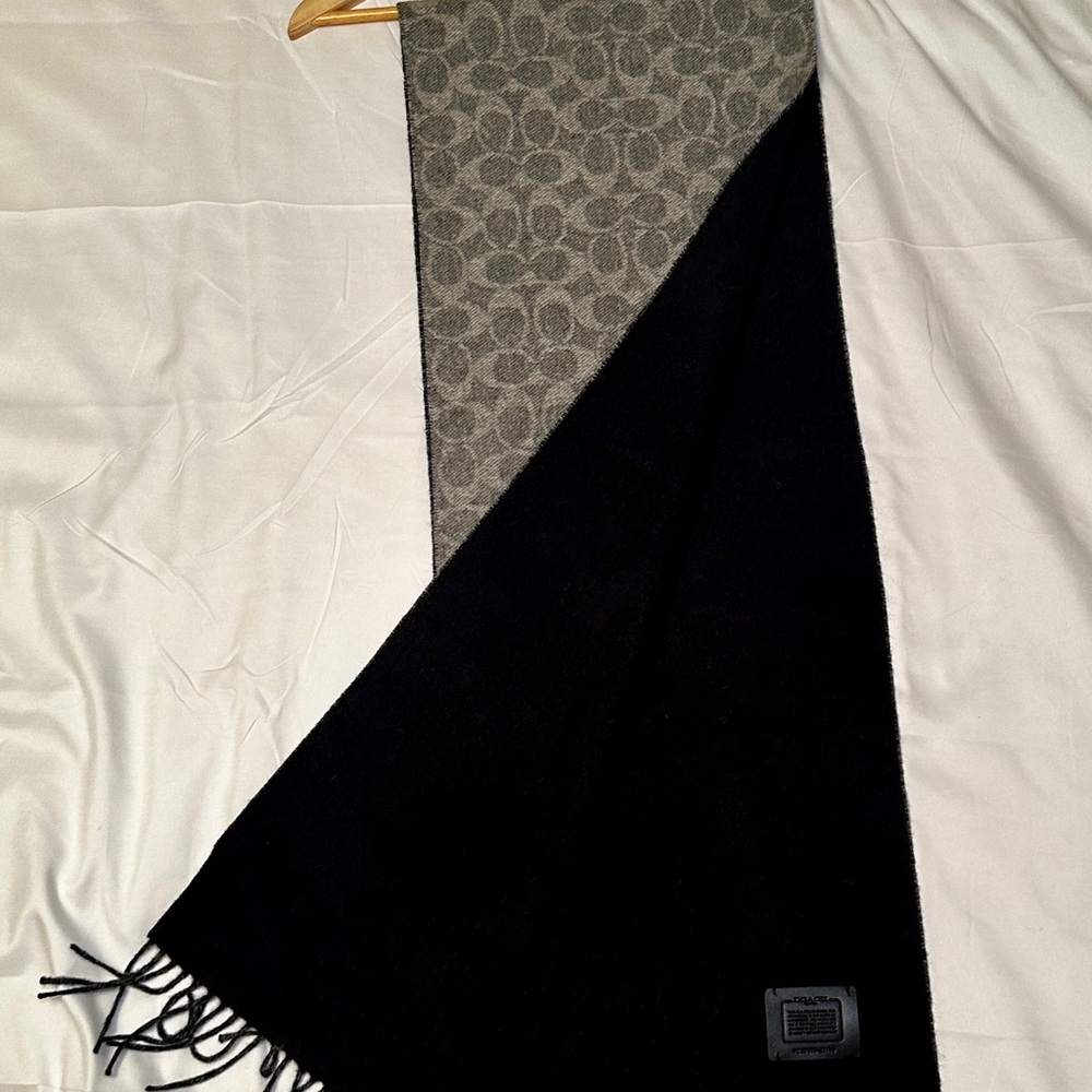 Coach Black and Gray Two-Tone Scarf - Picture 10 of 10